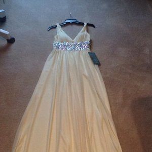 Evening Cocktail Formal Dress Gown in cream color with bling.  New Size 3